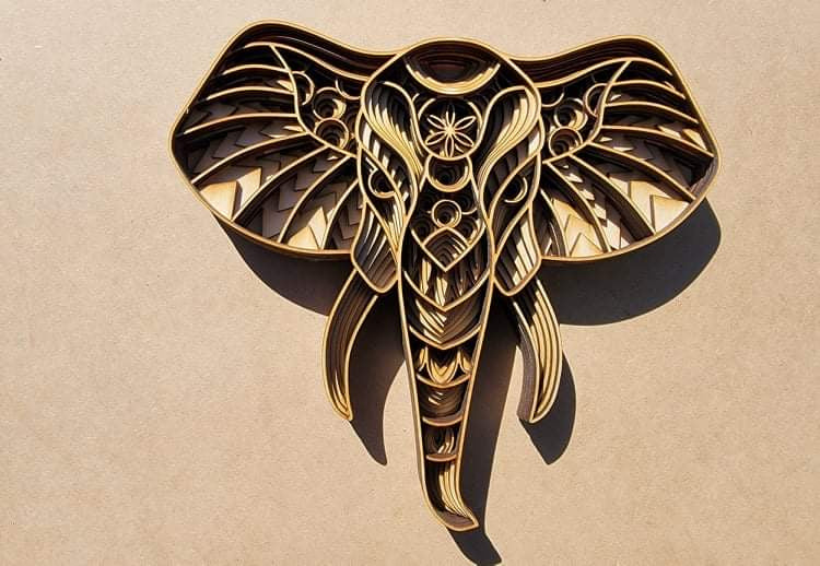 Majestic Two-faced Elephant Layered Mandala