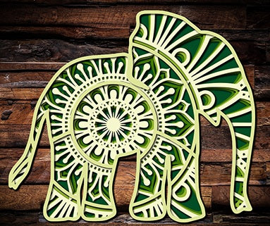 Majestic Two-faced Elephant Layered Mandala